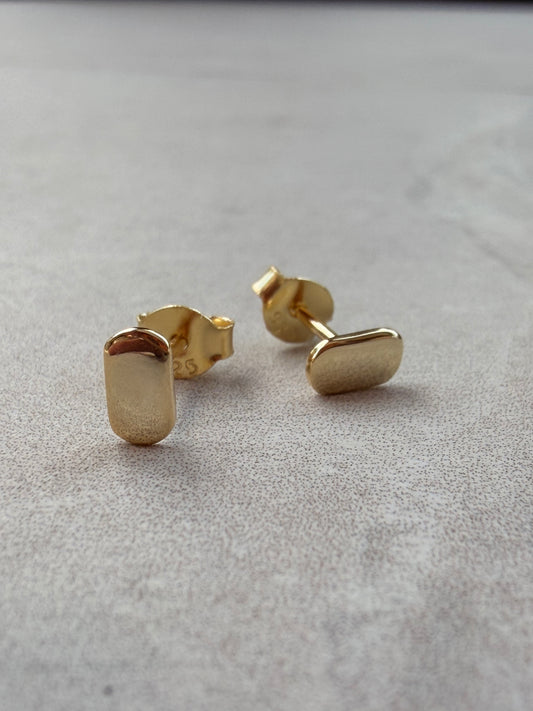 Bubble Bar Studs in 14ct Gold