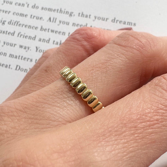 Gold Fluted Baguette Ring