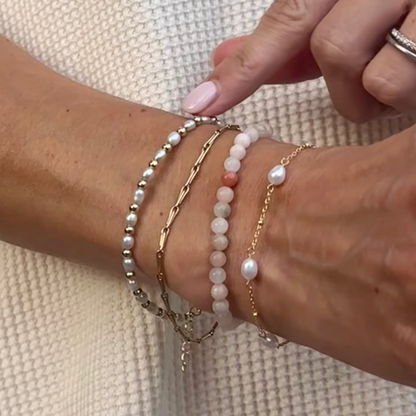 Peach Gemstone Beaded Bracelet