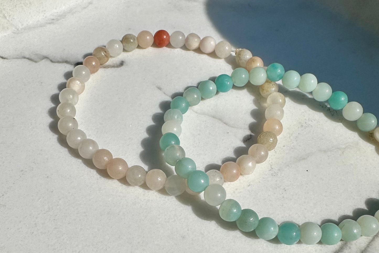 Peach Gemstone Beaded Bracelet