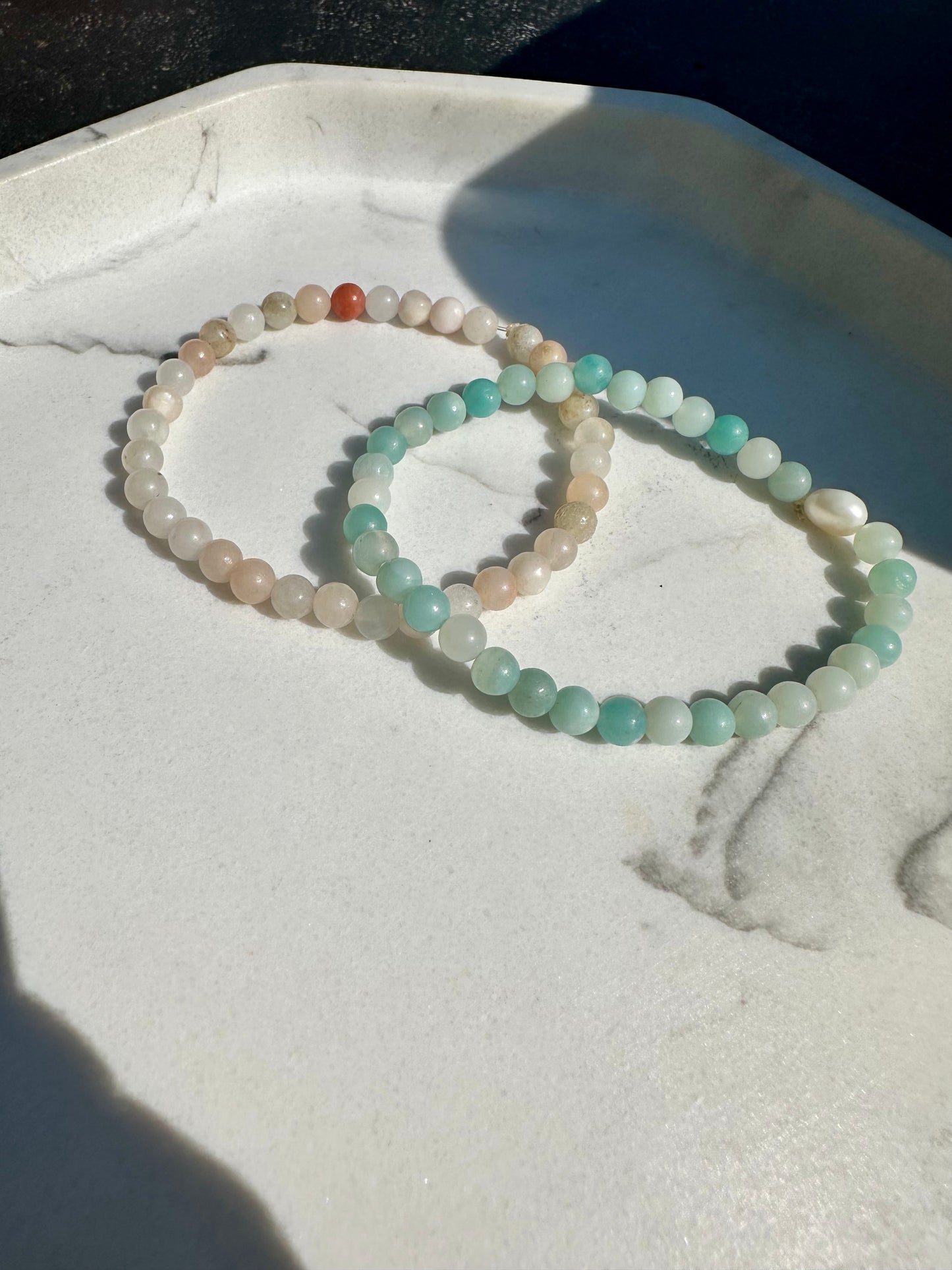 Peach Gemstone Beaded Bracelet