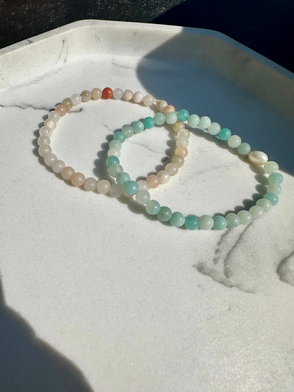 Peach Gemstone Beaded Bracelet