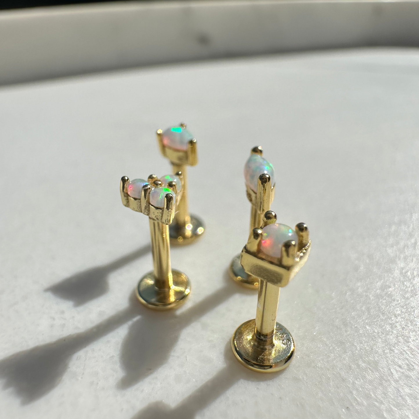 Flat Back Opal Cartilage Stud