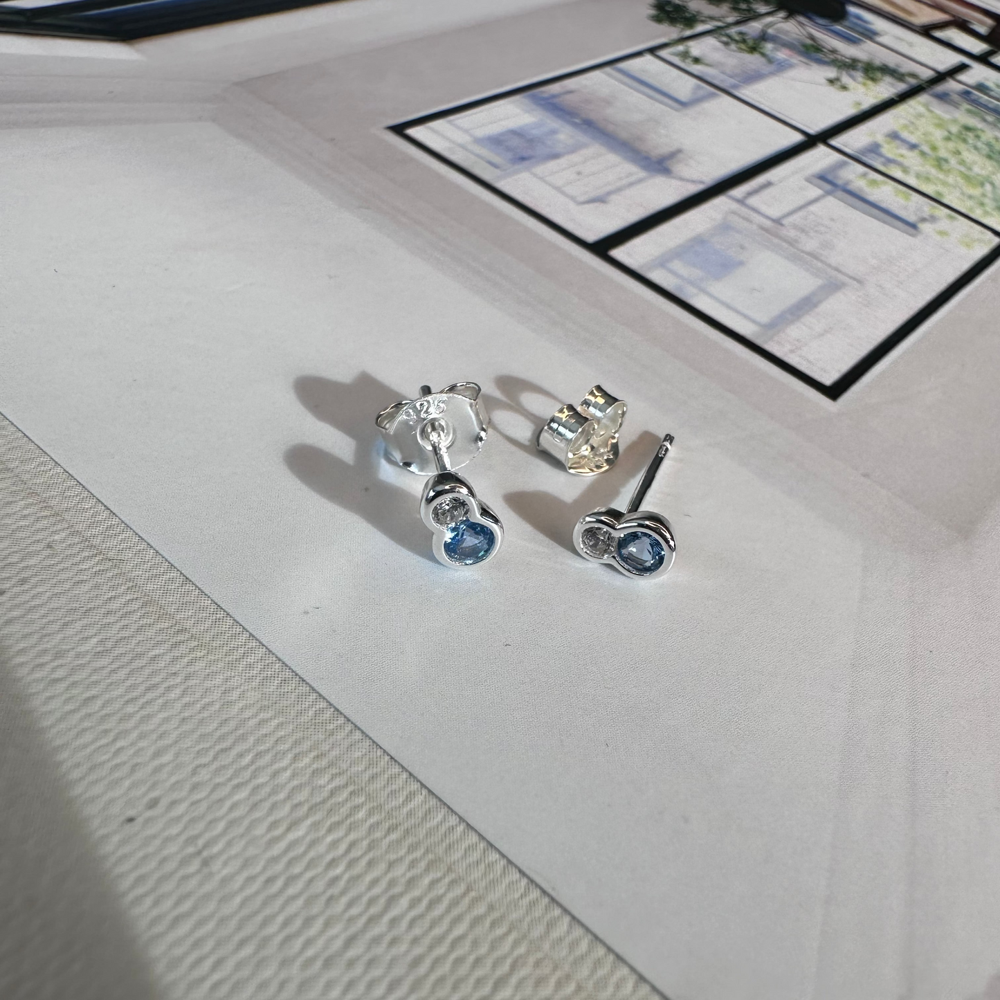 Blue & Crystal Studs