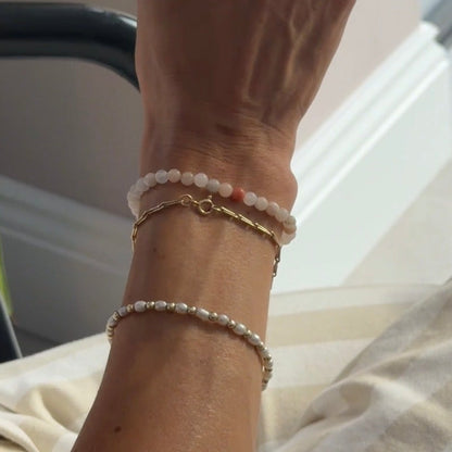Peach Gemstone Beaded Bracelet