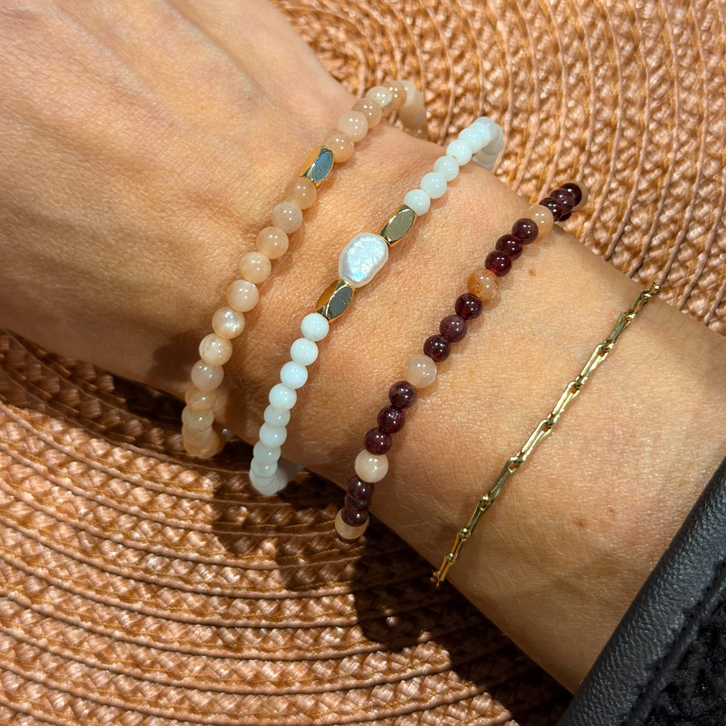 Classic Moonstone & Pearl Crystal Bracelet