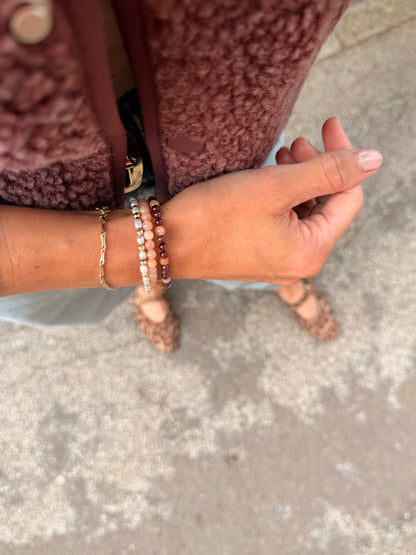 Garnet & Peach Moonstone Crystal Bracelet