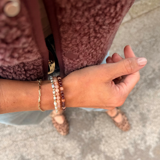 Garnet & Peach Moonstone Crystal Bracelet