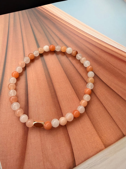 Peach Gemstone Beaded Bracelet