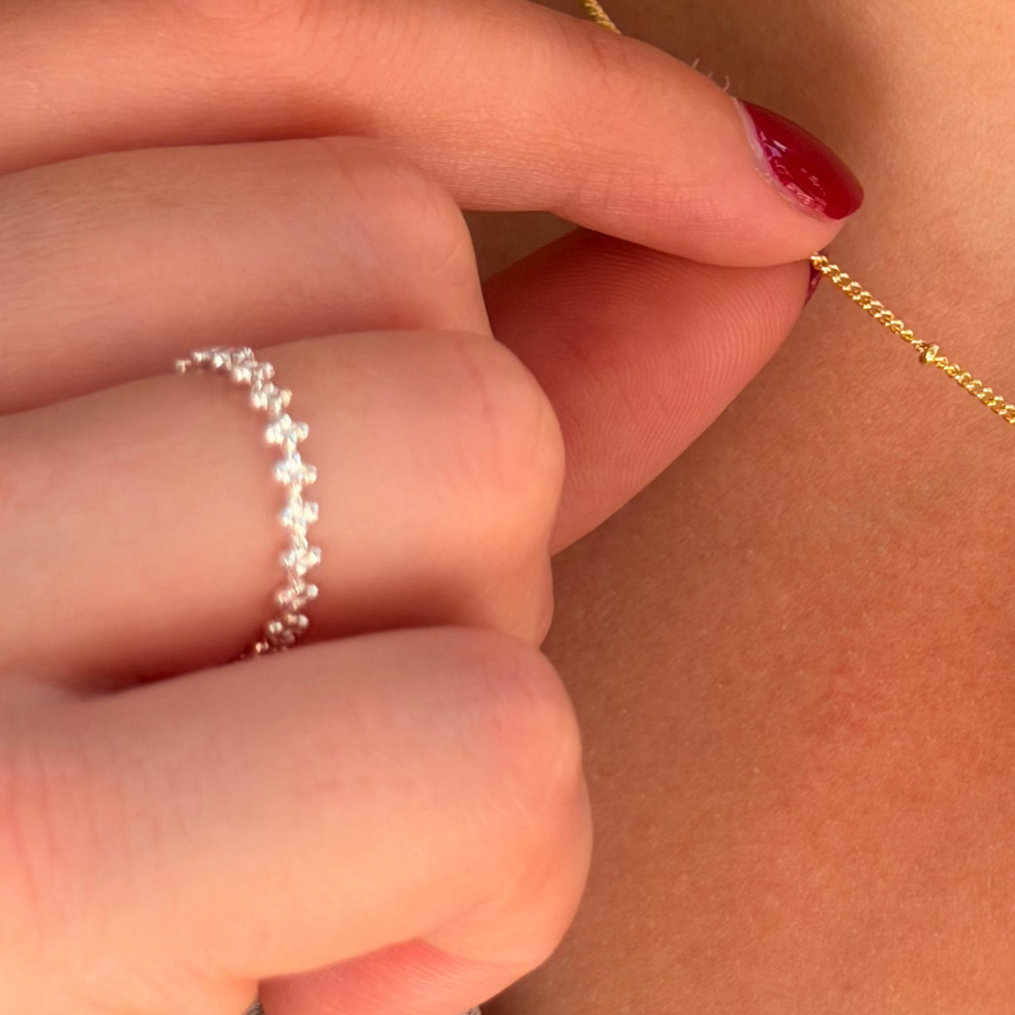 Silver Bead Bobble Ring