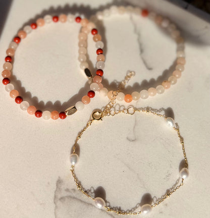 Gold Freshwater Pearl Chain Bracelet