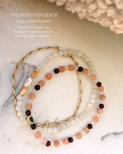 Classic Moonstone & Pearl Crystal Bracelet