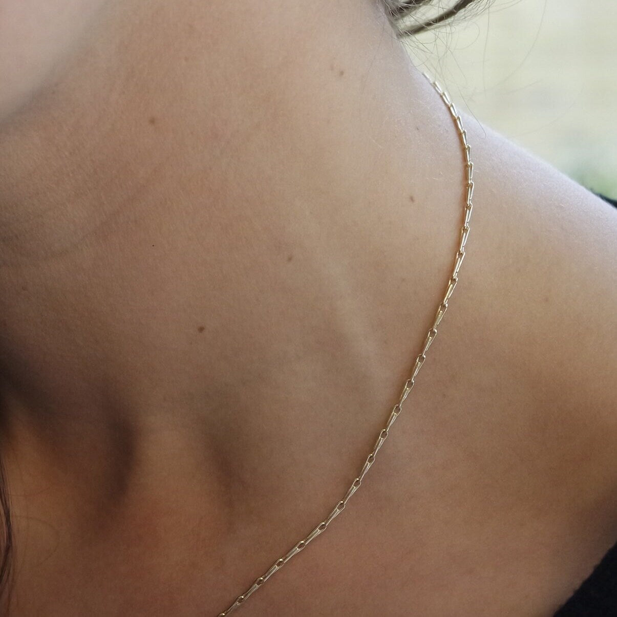 9 Karat Yellow Gold Hayseed Chain Necklace, Adjustable 16-18 Inch