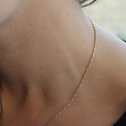9 Karat Yellow Gold Hayseed Chain Necklace, Adjustable 16-18 Inch