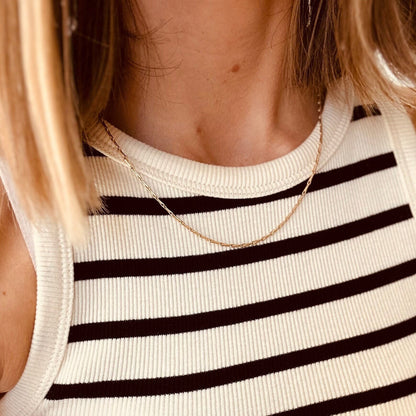 9 Karat Yellow Gold Hayseed Chain Necklace, Adjustable 16-18 Inch