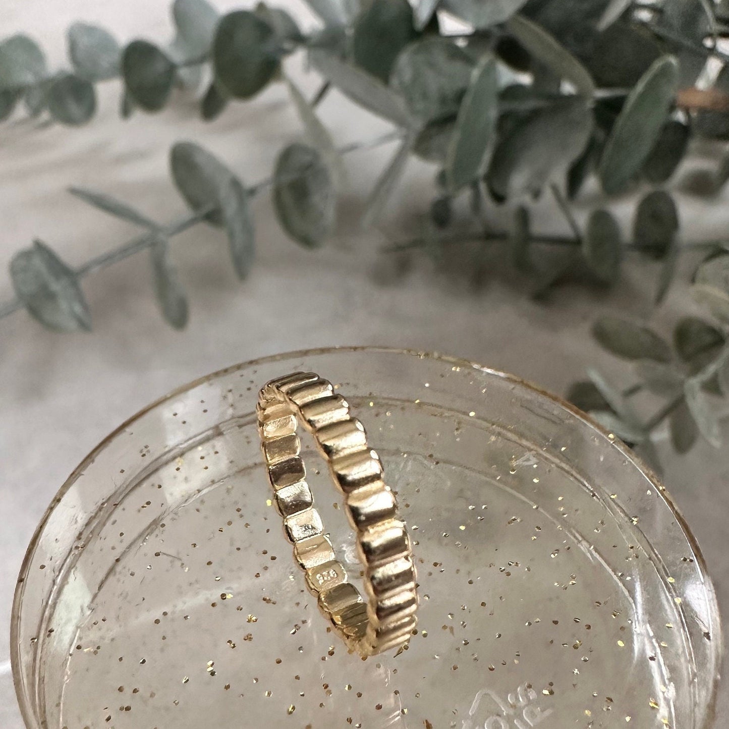 Gold Fluted Baguette Ring