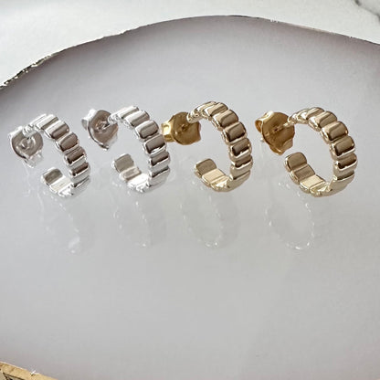 Gold Fluted Hoops