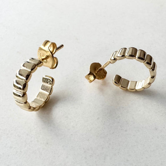 Gold Fluted Hoops
