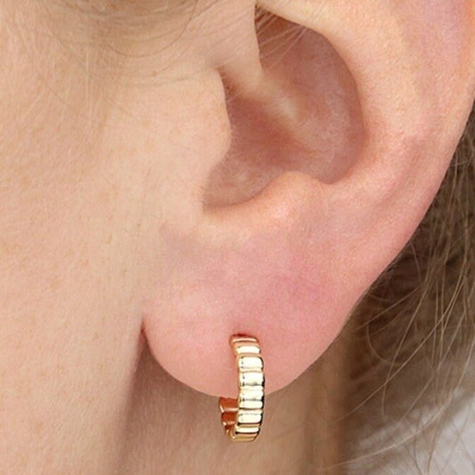 Gold Fluted Hoops
