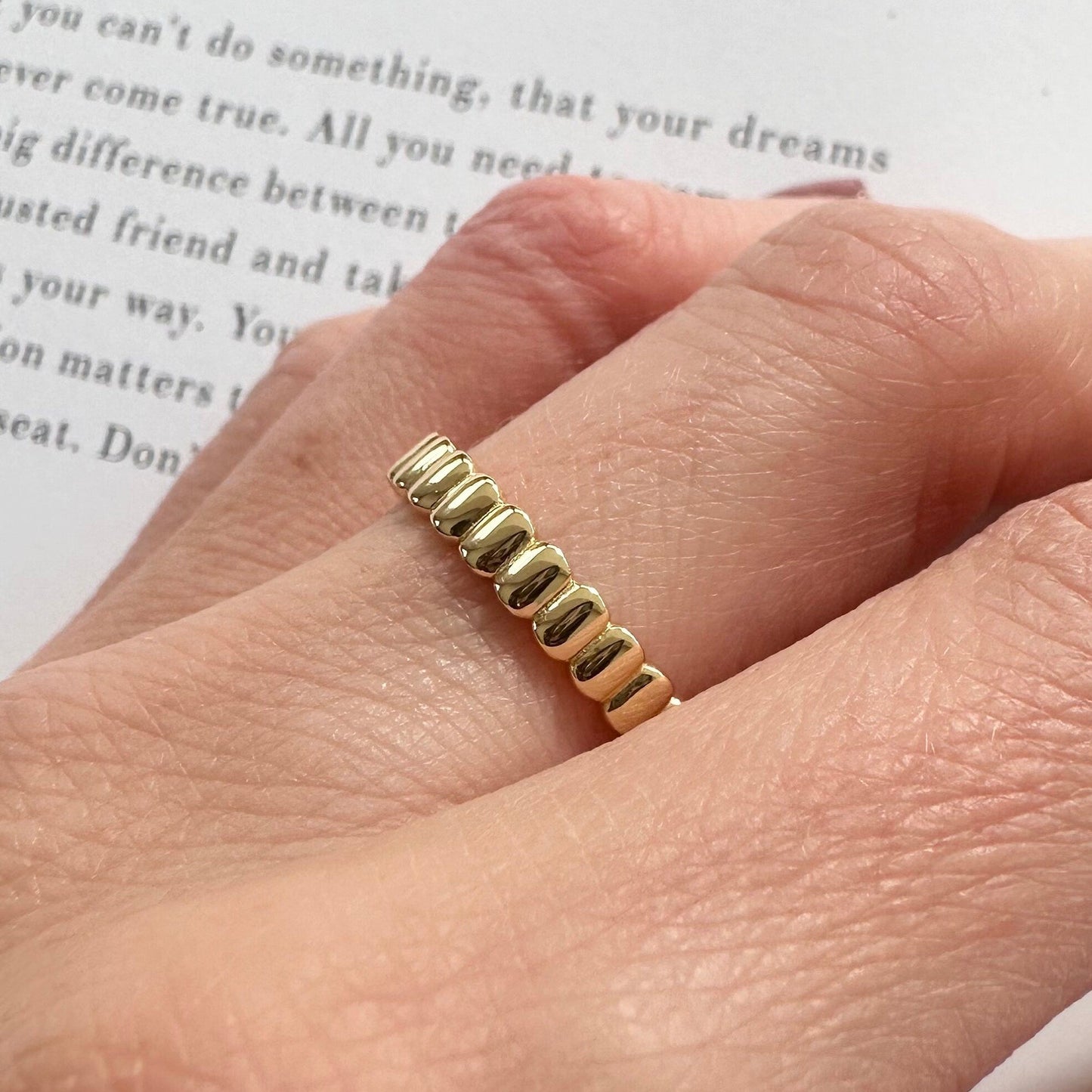 Gold Fluted Baguette Ring