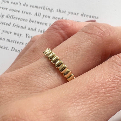 Gold Fluted Baguette Ring