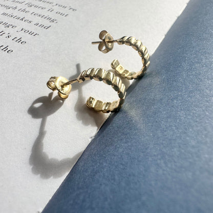 Gold Fluted Hoops