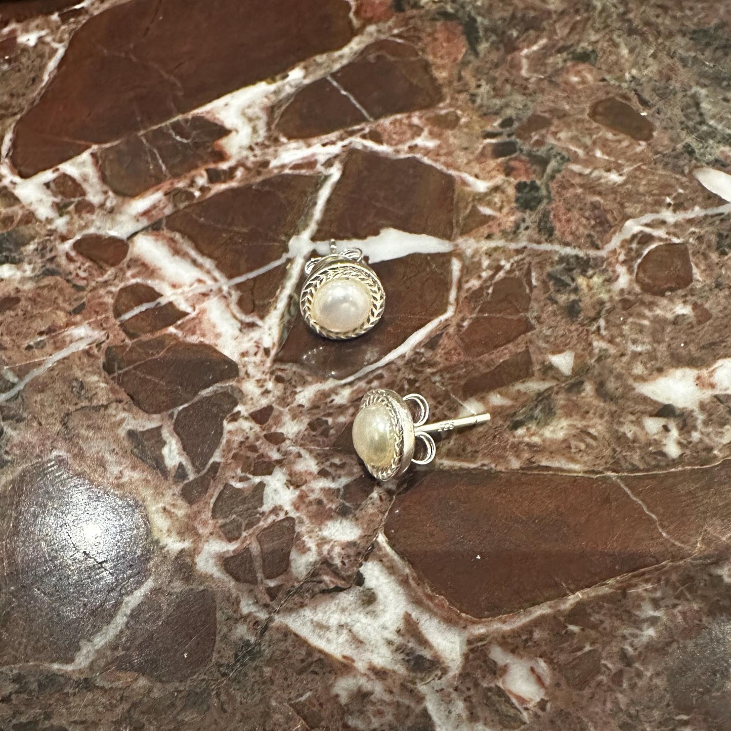 Pearl Studs in Silver | Freshwater Pearl stud earring