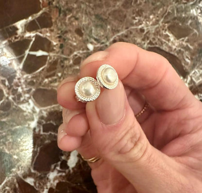 Pearl Studs in Silver | Freshwater Pearl stud earring