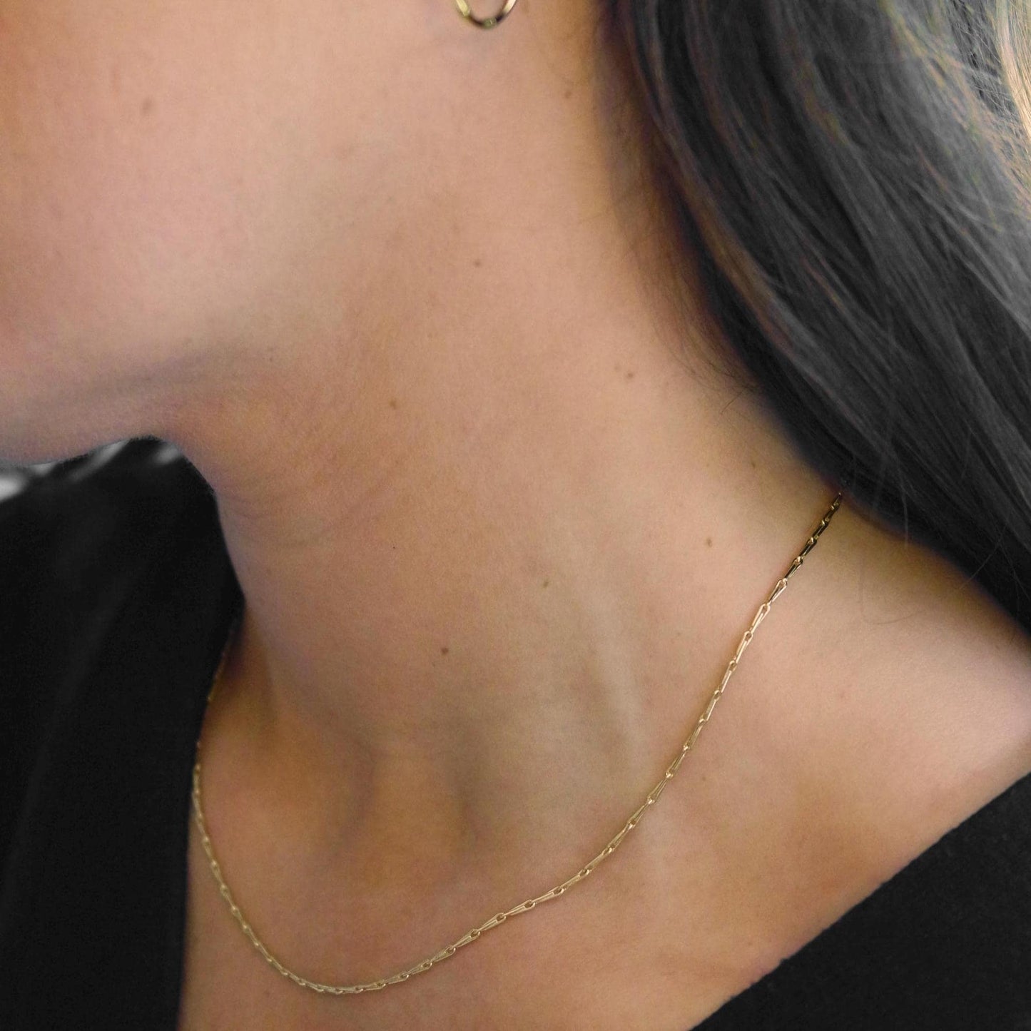 9 Karat Yellow Gold Hayseed Chain Necklace, Adjustable 16-18 Inch