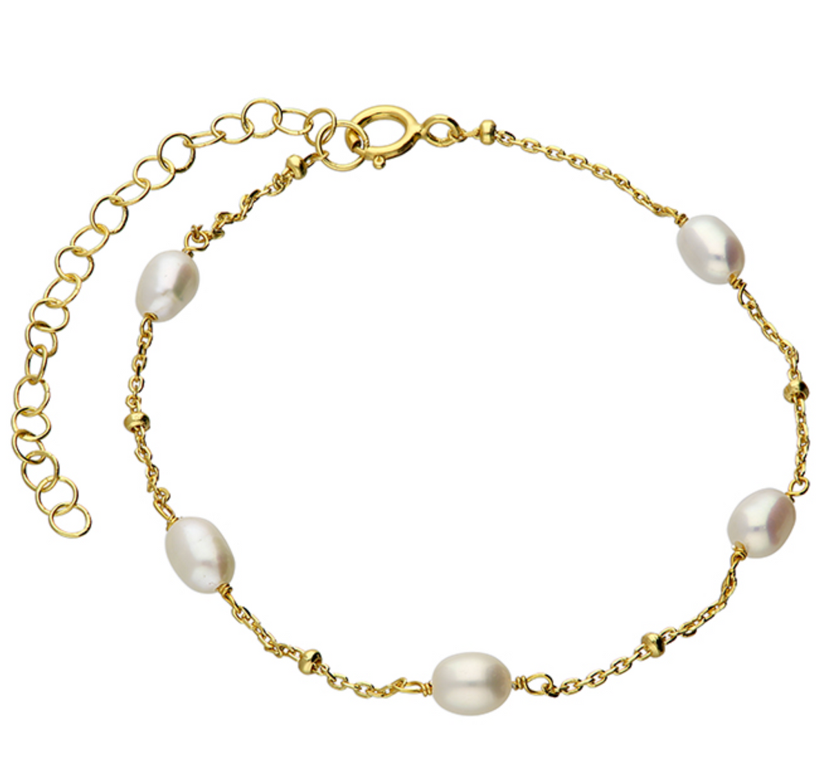 Gold Freshwater Pearl Chain Bracelet